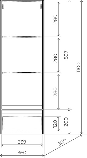 Style Line Шкаф пенал Лима 36 Plus подвесной эмаль графит матовая – фотография-6