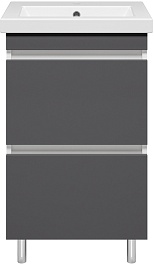 Misty Тумба с раковиной Майна 50 2 ящика графит/белая – фотография-1