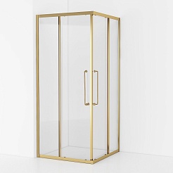 Cezares Душевой уголок Relax 304 RELAX-304-A-2-100-C-BORO 100x100 профиль брашированное золото стекло прозрачное – фотография-3