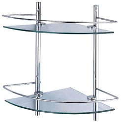 WasserKRAFT Полка стеклянная двойная угловая "K-3122" – фотография-1