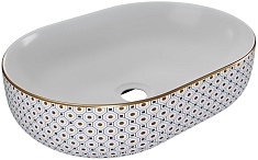 Teymi Раковина накладная Solli 48 T50389 белая с орнаментом