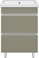 Misty Тумба с раковиной Майна 60 2 ящика хаки/белая