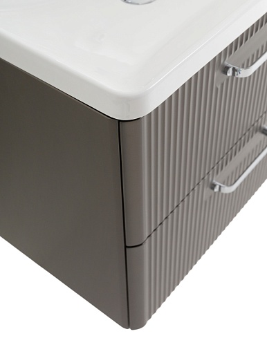 BelBagno Тумба с раковиной Due 60 подвесная Оружейная сталь ручки Хром полированный – фотография-4