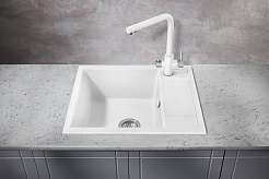 Milacio Мойка кухонная Navarra 60 Cuarzo белая – фотография-6