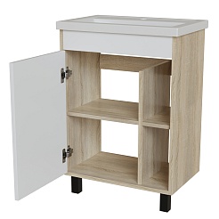 Mixline Тумба с раковиной Милтон 60 дуб сонома/белый – фотография-3