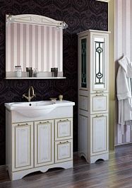 Sanflor Мебель для ванной Адель 82 R белая, патина золото – фотография-3