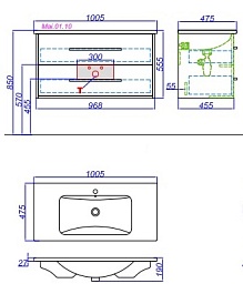 Aqwella Тумба с раковиной Майами 100 – фотография-3