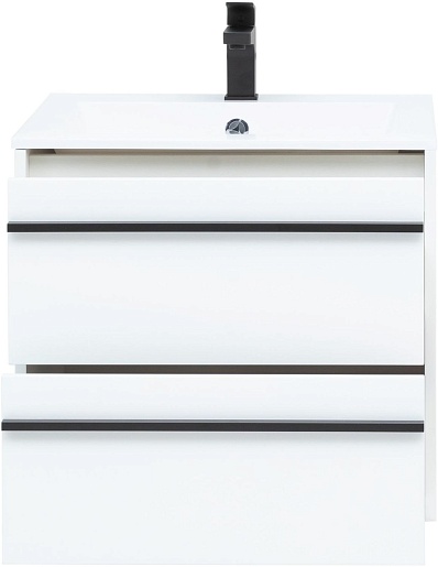 Aquanet Тумба под раковину Lino 60 подвесная белая матовая – фотография-2