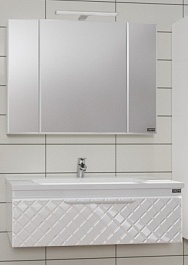 СанТа Мебель для ванной Калипсо 100 подвесная, зеркало-шкаф, свет – фотография-1