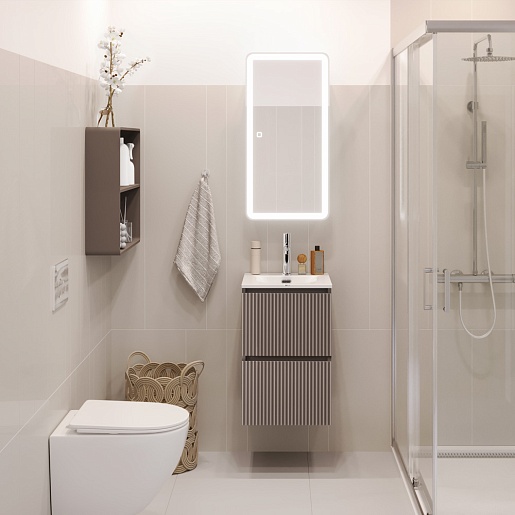 BelBagno Тумба с раковиной Uno mini 40 подвесная Бежевый матовый с раковиной BB-8099-3-40 – фотография-8