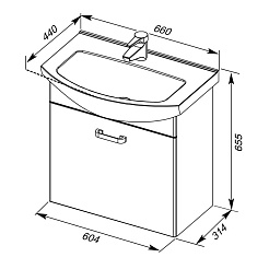Aquanet Тумба с раковиной "Ирис 65" ящик – фотография-3