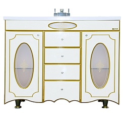 Misty Тумба для умывальника Монако 120 белая патина – фотография-1