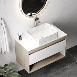 Teymi Раковина накладная Netta 50 T51205 белый мрамор – фотография-7