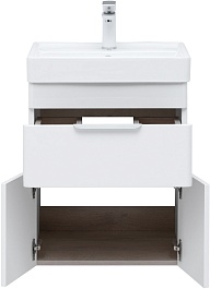 Aquanet Тумба с раковиной Ирис New 50 подвесная белая глянцевая – фотография-10