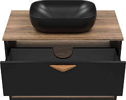 Brevita Тумба с раковиной Bergen 80 подвесная дуб галифакс олово/черная – фотография-3