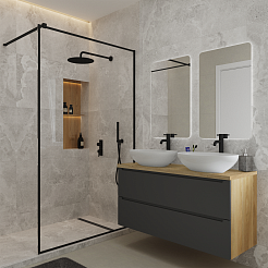 Зов Тумба под раковину Дион 120 подвесная под столешницу матовый графит/дуб – фотография-6