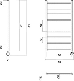 Domoterm Полотенцесушитель электрический Куба П8 400x800 ER хром – фотография-4