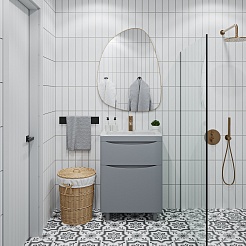 Vivon Тумба с раковиной Ostin 60 напольная серая матовая – фотография-13