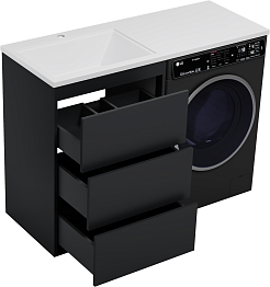 Brevita Тумба с раковиной Grafit 120 L под стиральную машину графит – фотография-5