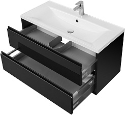 Акватон Тумба под раковину Римини 100 чёрный глянец – фотография-3