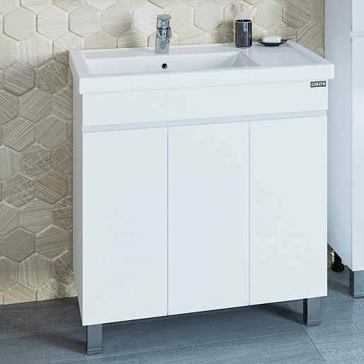 СанТа Тумба с раковиной Марс 80 напольная, дверки – фото-1