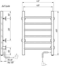 Domoterm Полотенцесушитель электрический Аврора DMT 109-6 40x60 ЧРН EK R черный – фотография-4
