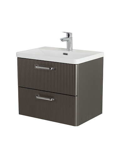 BelBagno Тумба с раковиной Due 60 подвесная Оружейная сталь ручки Хром полированный – картинка-11