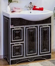 Sanflor Мебель для ванной Адель 82 L венге, патина серебро – фотография-2