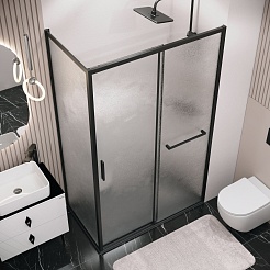 Grossman Боковая стенка Style 70x195 профиль черный матовый стекло шиншилла – фотография-3