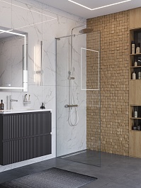 BelBagno Душевая перегородка Uno UNO-L-1-TB-90-C-Cr 90x200 профиль хром стекло прозрачное – фотография-2