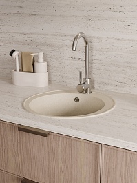 Teymi Мойка кухонная Lina Smart D48 кварцевая бежевая матовая – фотография-8