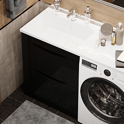 Водолей Тумба под раковину над стиральной машиной Смайл 68 L черная – фотография-8