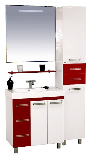 Misty Тумба с раковиной Моника 75 бело-красная – фотография-4