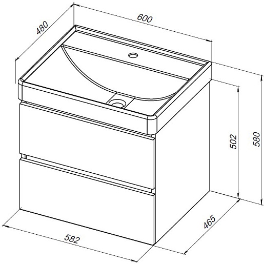 Aquanet Тумба с раковиной Вега 60 подвесная белая глянцевая – картинка-19