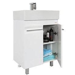 Водолей Тумба с раковиной Мальта 60 с дверками белая – фотография-6