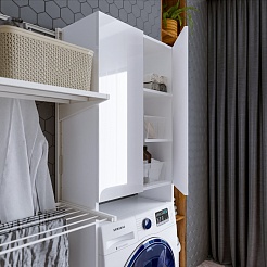 Бриклаер Пенал Хелена 64 над стиральной машиной белый – фотография-3