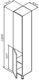 Am.Pm Шкаф пенал для ванной Gem 30 L орех – фотография-9