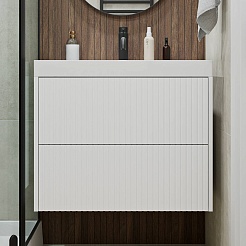 Vivon Тумба с раковиной Kristi 70 подвесная белая матовая рифленая – фотография-6