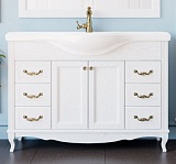 ValenHouse Тумба с раковиной Эллина 120 белая, фурнитура бронза