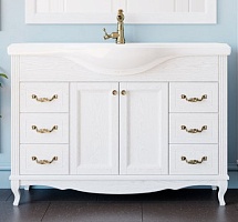 ValenHouse Тумба с раковиной Эллина 120 белая, фурнитура бронза