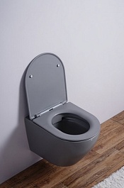 Esbano Унитаз Azalea подвесной безободковый серый матовый – фотография-7