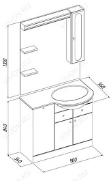 Aquanet Комплект Мебели "Марсель 90" L с б/к (161156) – фотография-3