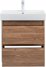 Aquanet Тумба с раковиной Nova Lite 60 подвесная дуб шоколадный – фотография-7