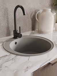 Teymi Мойка кухонная Lina Smart D48 кварцевая серая матовая – фотография-6