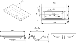 Am.Pm Тумба с раковиной Gem 75 белый глянец – фотография-12