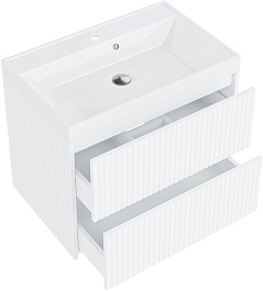 Vivon Тумба под раковину Kristi 70 подвесная белая матовая рифленая – фотография-3
