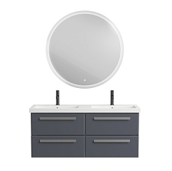 Cezares Тумба с раковиной Eco 120 с 4 ящиками grafito ручки серые – фотография-2