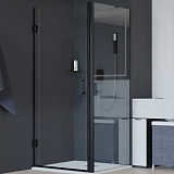 RGW Душевой уголок Hotel HO-045B (HO-011B + Z-050-2B + O-204B) 60x70 профиль черный стекло прозрачное