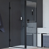 RGW Душевой уголок Hotel HO-045B (HO-011B + Z-050-2B + O-204B) 60x70 профиль черный стекло прозрачное