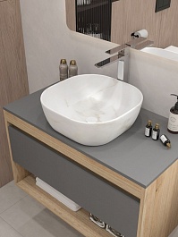 Teymi Раковина накладная в ванную Solli 41 artceramic мрамор белый матовый T50382 – фотография-9